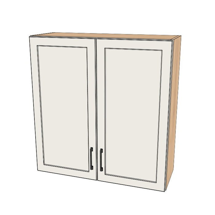 35" Wide x 36" High Wall Cabinet - (Hardrock Maple Melamine Boxes - Painted Doors)