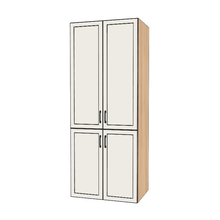 35" Wide Tall Pantry Cabinet - (Hardrock Maple Melamine Boxes - Painted Doors) 24 D