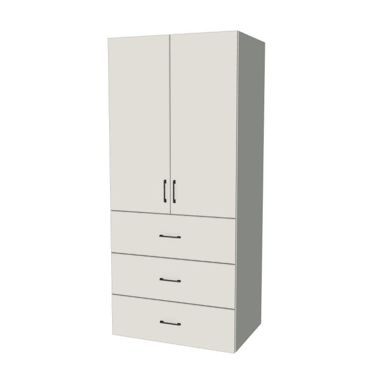 36" Wide Tall Pantry Cabinet with Drawer - (White Melamine Boxes - Flat Panel Doors) 24 D