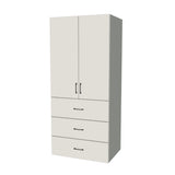 36" Wide Tall Pantry Cabinet with Drawer - (White Melamine Boxes - Flat Panel Doors) 24 D