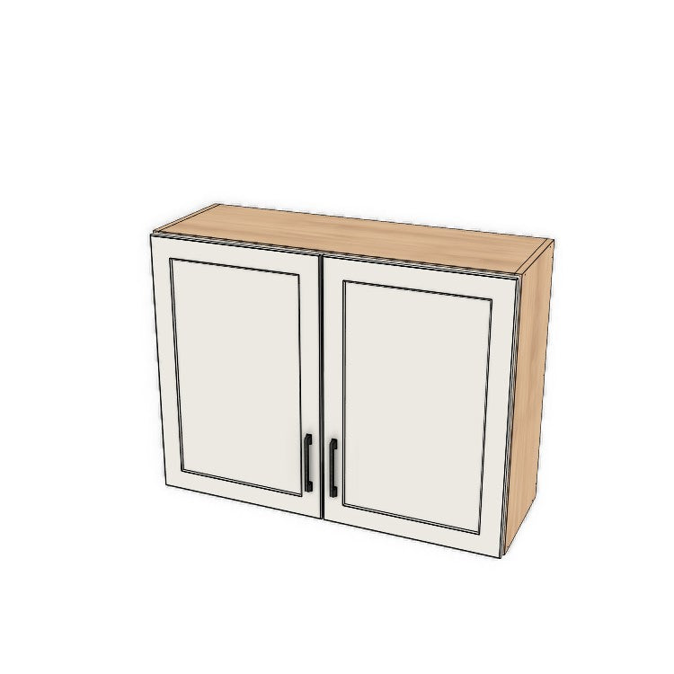 36" Wide x 27" High Fridge/Stove Cabinet - (Hardrock Maple Melamine Boxes - Thermofoil Doors)
