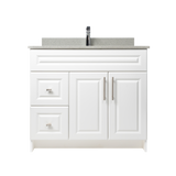 36" MDF - Left Side Draw - White - Raised Panel Doors