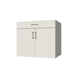 36" Wide Base Cabinet With Drawer On Top - (White Melamine Boxes - Flat Panel Doors)