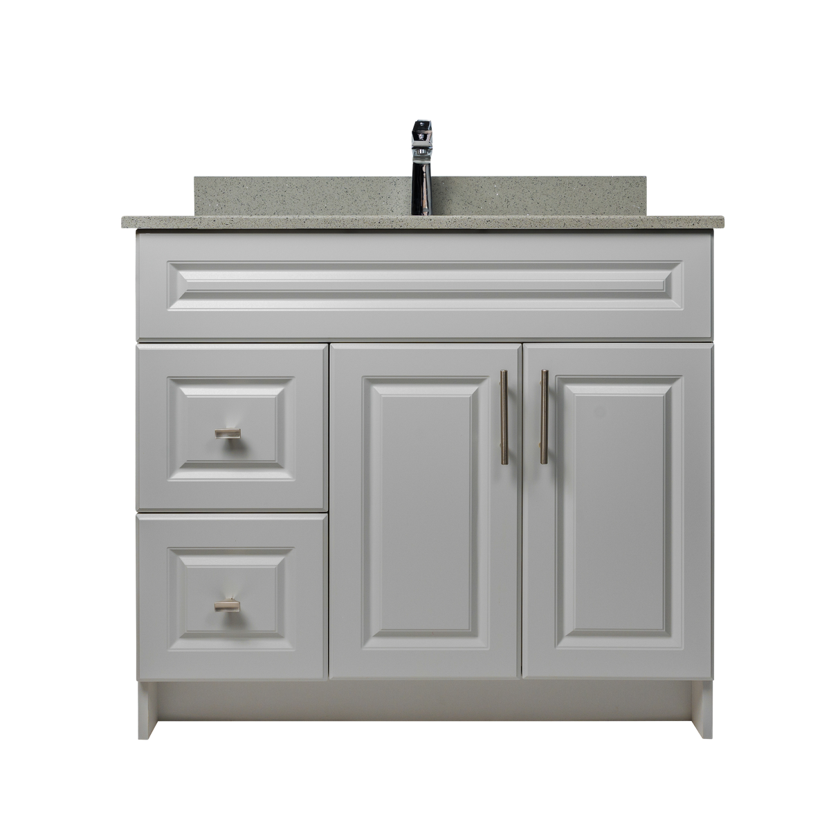 36" MDF - Left Side Draw - Light Grey - Raised Panel Doors