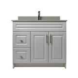 36" MDF - Left Side Draw - Light Grey - Raised Panel Doors