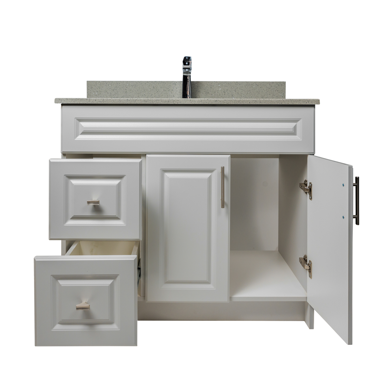 36" MDF - Left Side Draw - Light Grey - Raised Panel Doors
