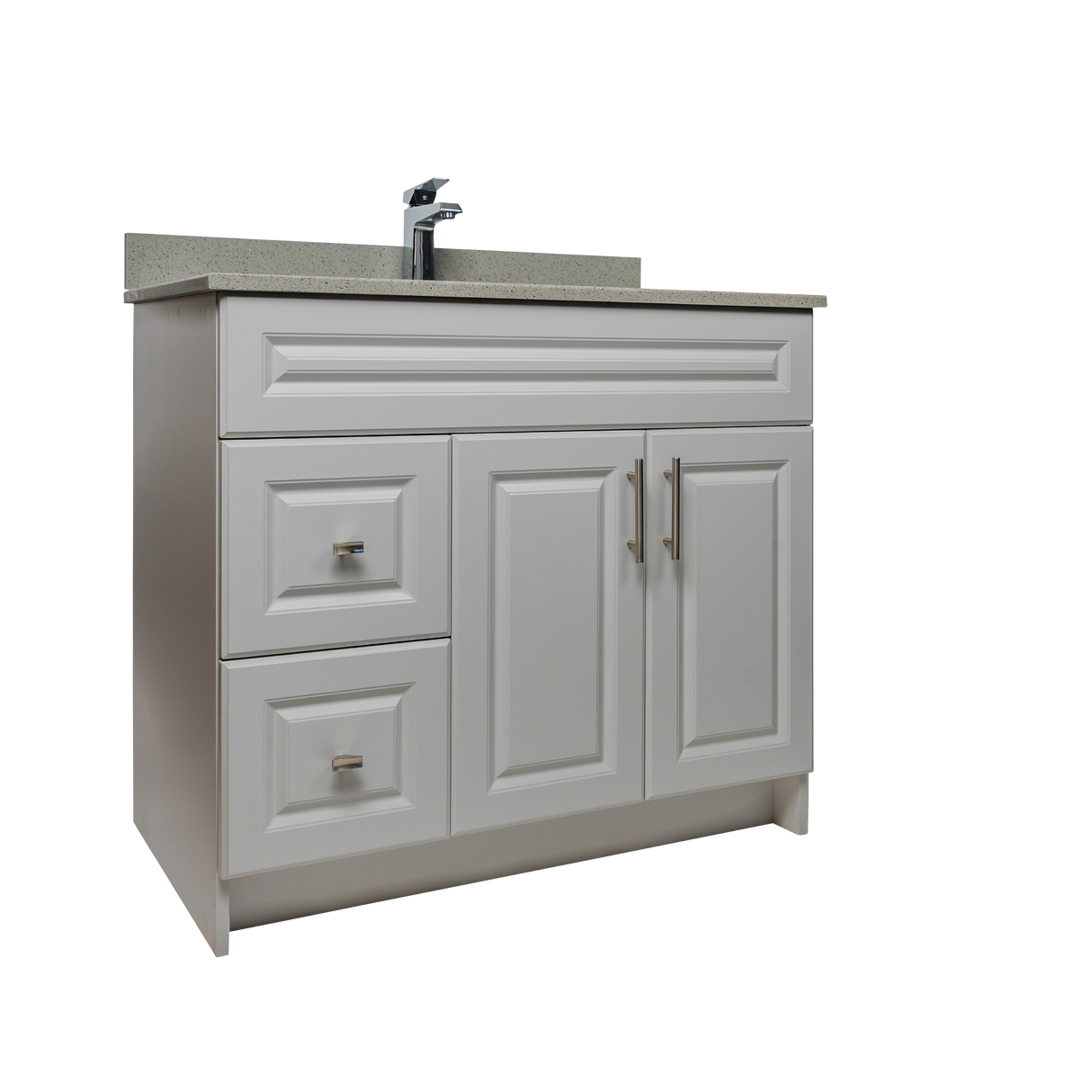 36" MDF - Left Side Draw - Light Grey - Raised Panel Doors
