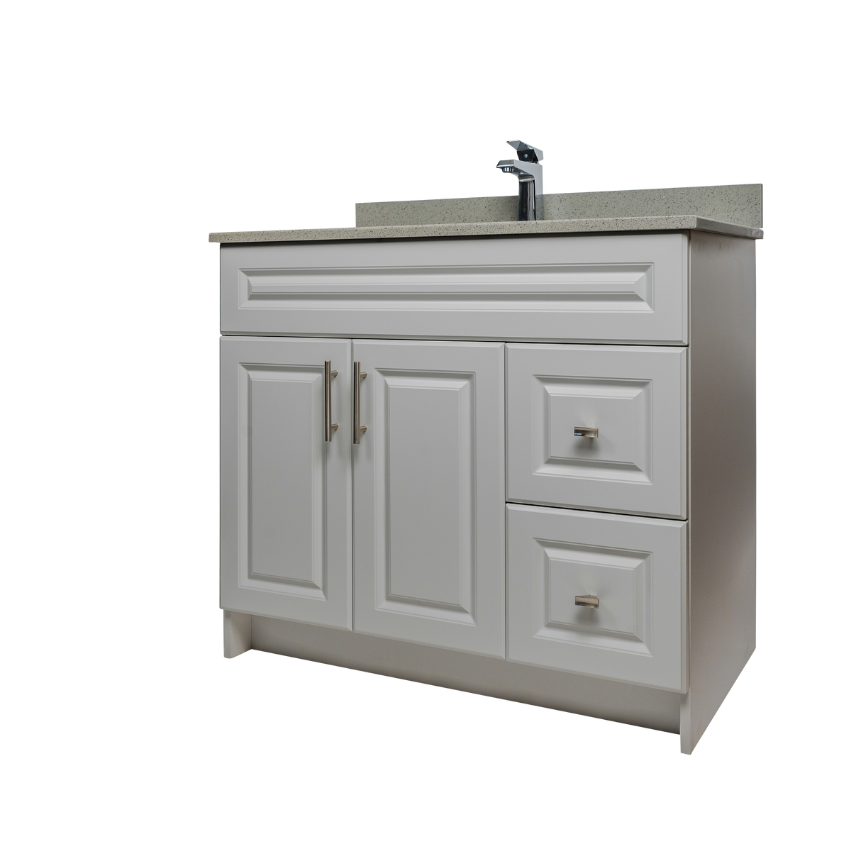 36" MDF - Right Side Draw - Light Grey - Raised Panel Doors