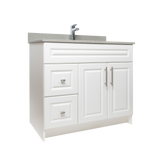 36" MDF - Left Side Draw - White - Raised Panel Doors