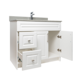 36" MDF - Left Side Draw - White - Raised Panel Doors