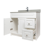 36" MDF - Right Side Draw - White - Raised Panel Doors