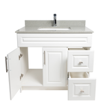 36" MDF - Right Side Draw - White - Raised Panel Doors