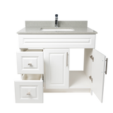 36" MDF - Left Side Draw - White - Raised Panel Doors
