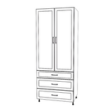 36" Wide Tall Pantry Cabinet - With Drawers - Thermofoil Doors