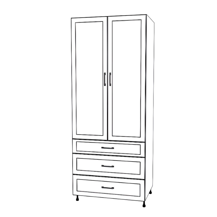 36" Wide Tall Pantry Cabinet - With Drawers - Thermofoil Doors