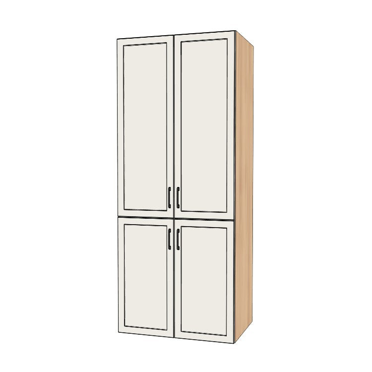 36" Wide Tall Pantry Cabinet - (Hardrock Maple Melamine Boxes - Thermofoil Doors) 24 D