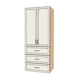 36" Wide Tall Pantry Cabinet with Drawer - (Ply Wood Boxes - Painted Doors) 24 D
