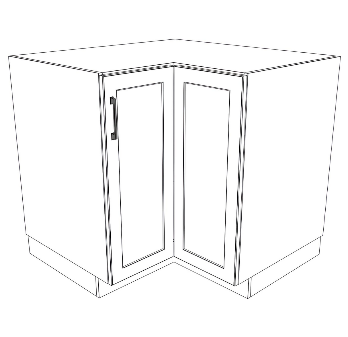 38x38" L Shape Base Corner Cabinet - Painted Doors
