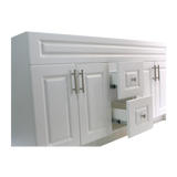 60" MDF - Double Sink - White - Raised Panel Doors