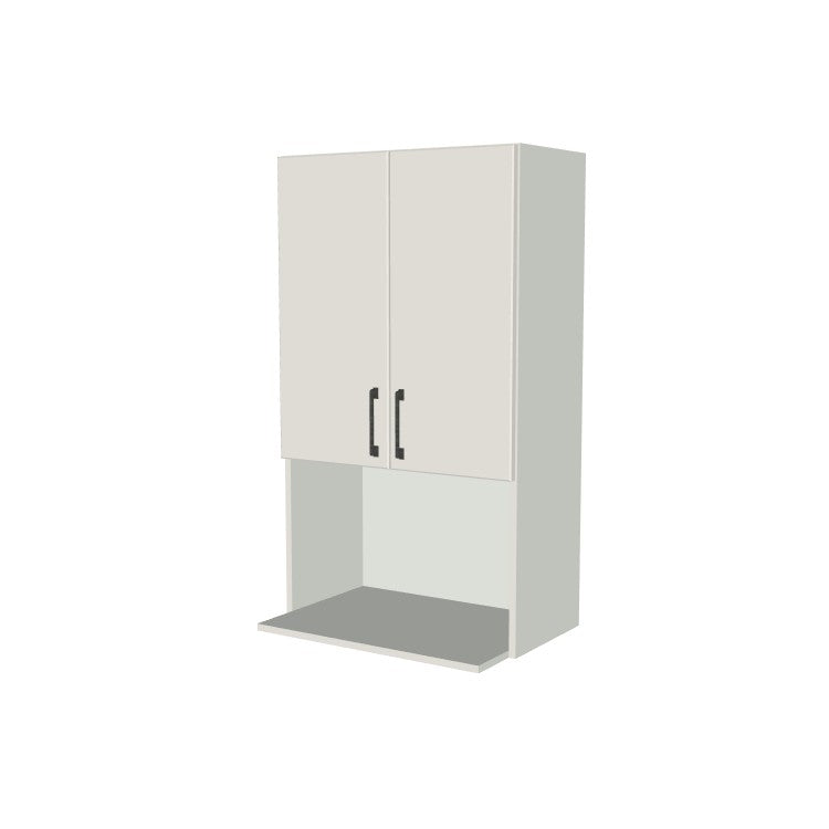 24" Wide x 42" High Microwave Cabinet - (White Melamine Boxes - Flat Panel Doors)