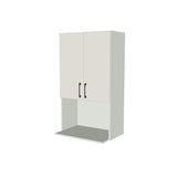24" Wide x 42" High Microwave Cabinet - (White Melamine Boxes - Flat Panel Doors)