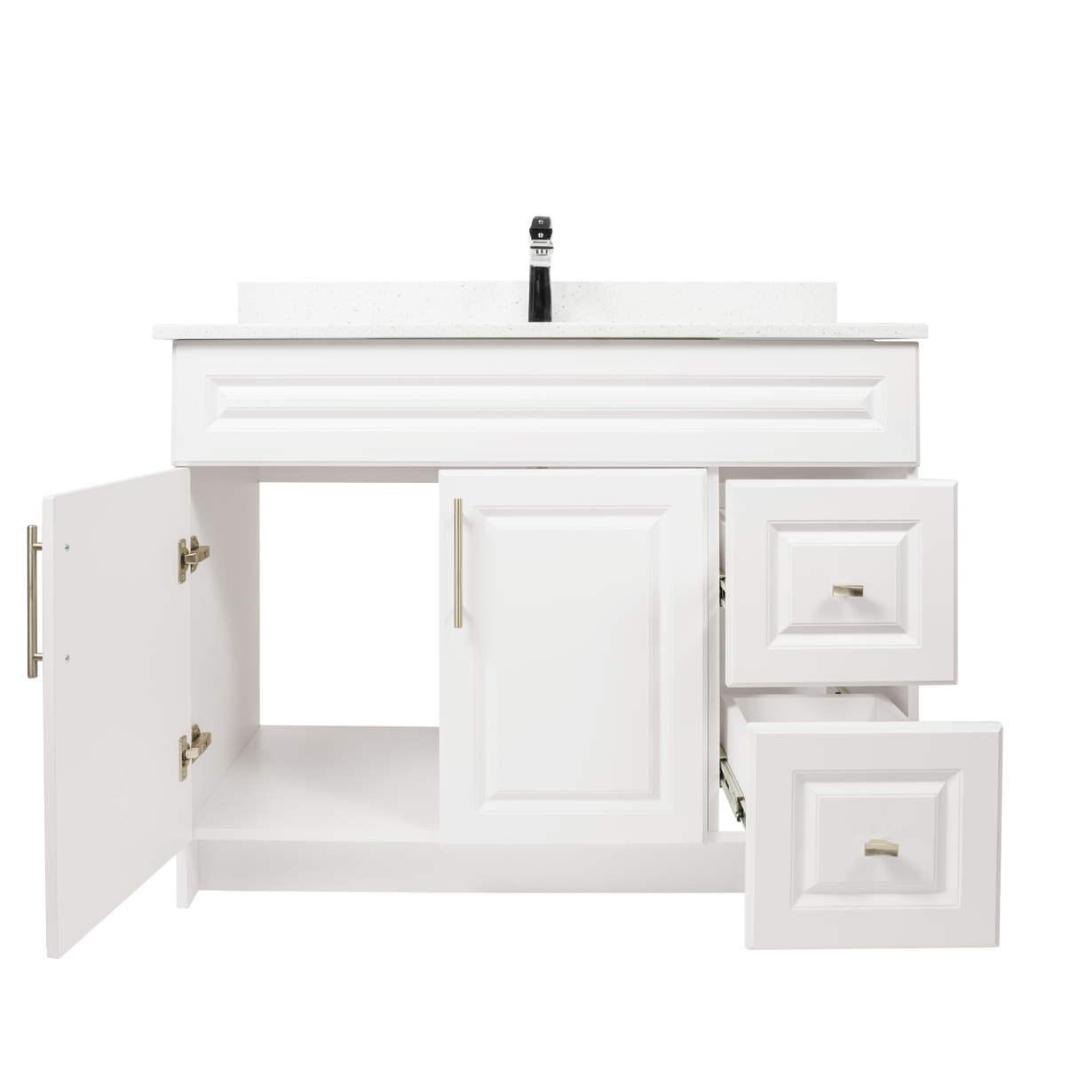 42" MDF - Right Side Draw - White - Raised Panel Doors