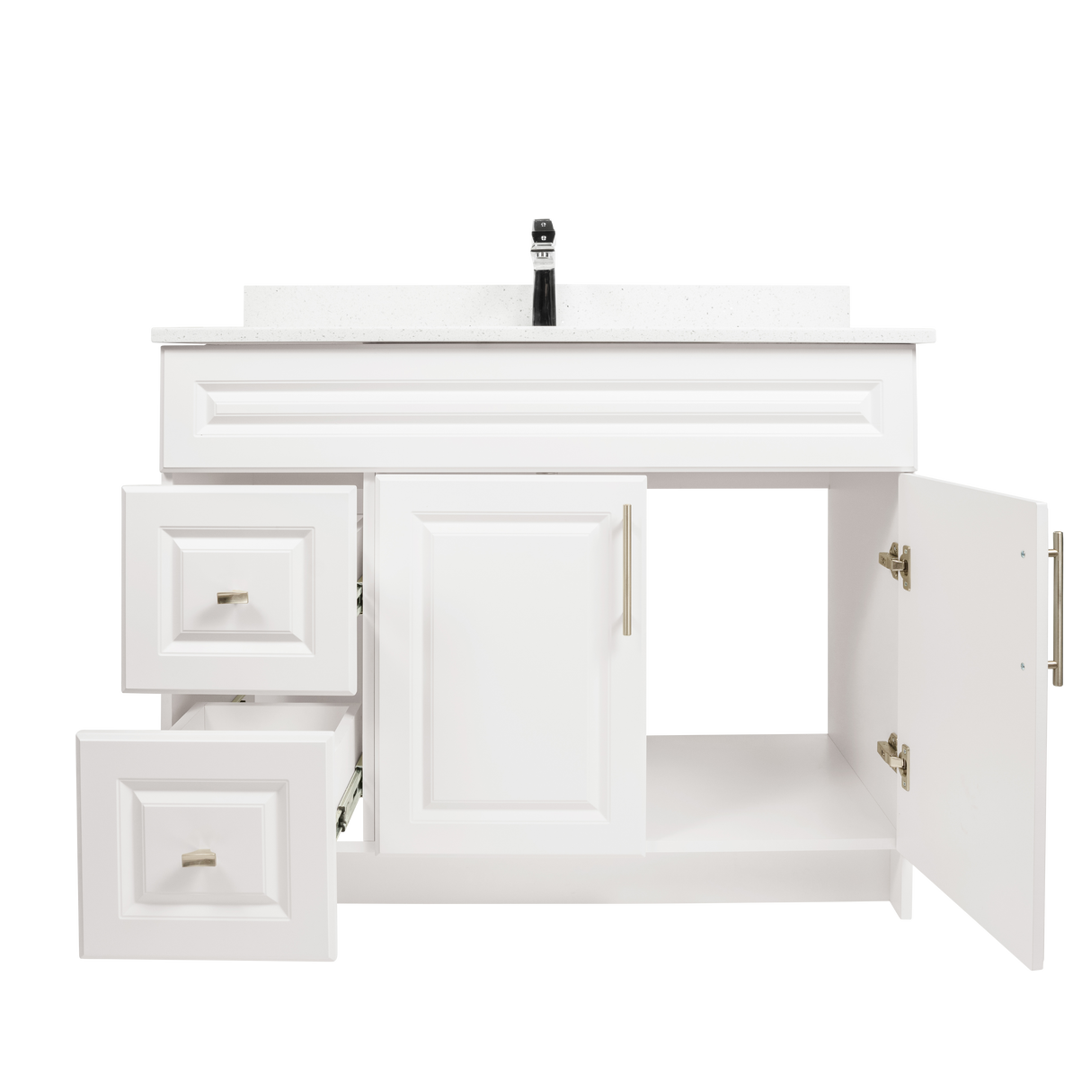 42" MDF - Left Side Draw - White - Raised Panel Doors