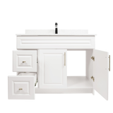 42" MDF - Left Side Draw - White - Raised Panel Doors