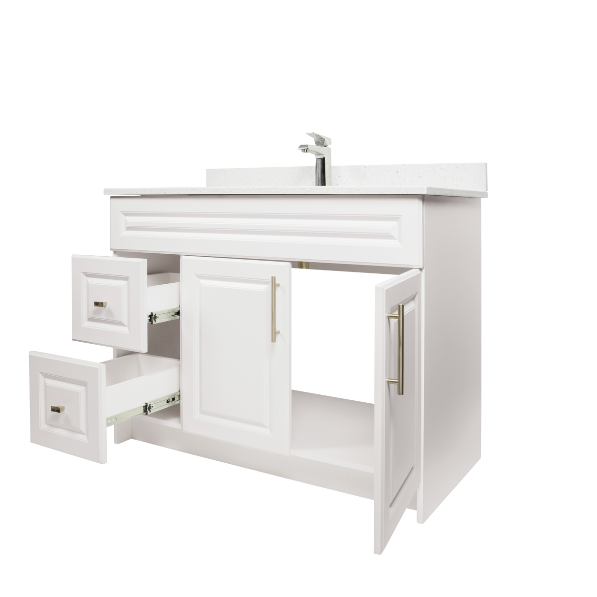 42" MDF - Left Side Draw - White - Raised Panel Doors