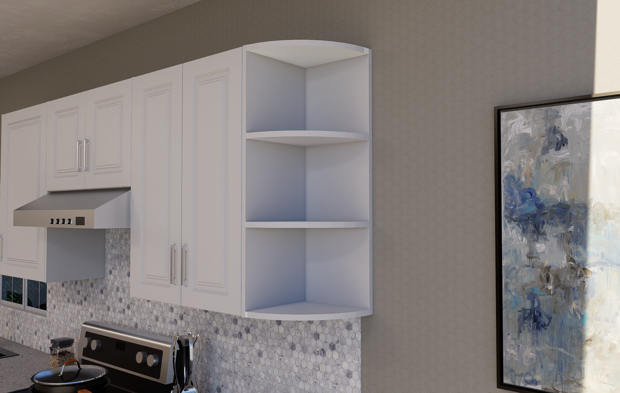 Corner Open Shelf Cabinet - Rounded