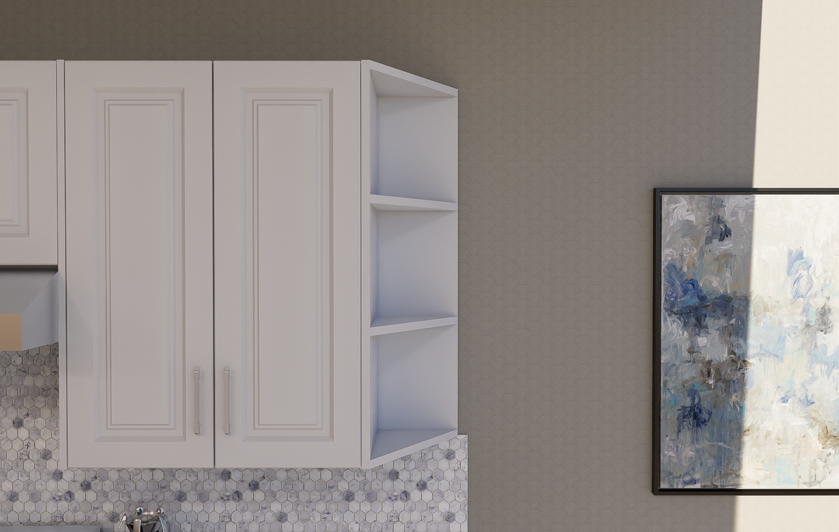 Corner Open Shelf Cabinet - Angled