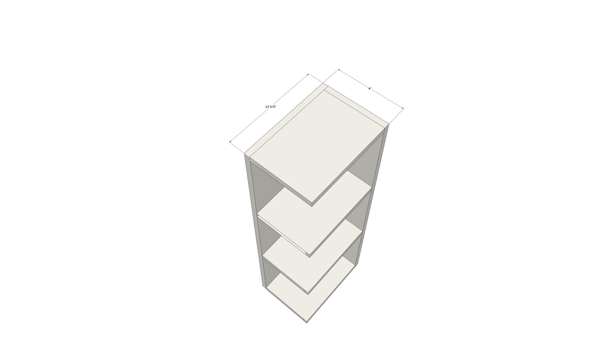 Corner Open Shelf Cabinet - Rectangle