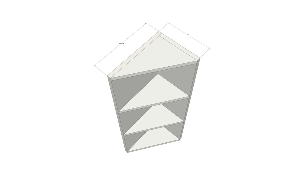 Corner Open Shelf Cabinet - Angled