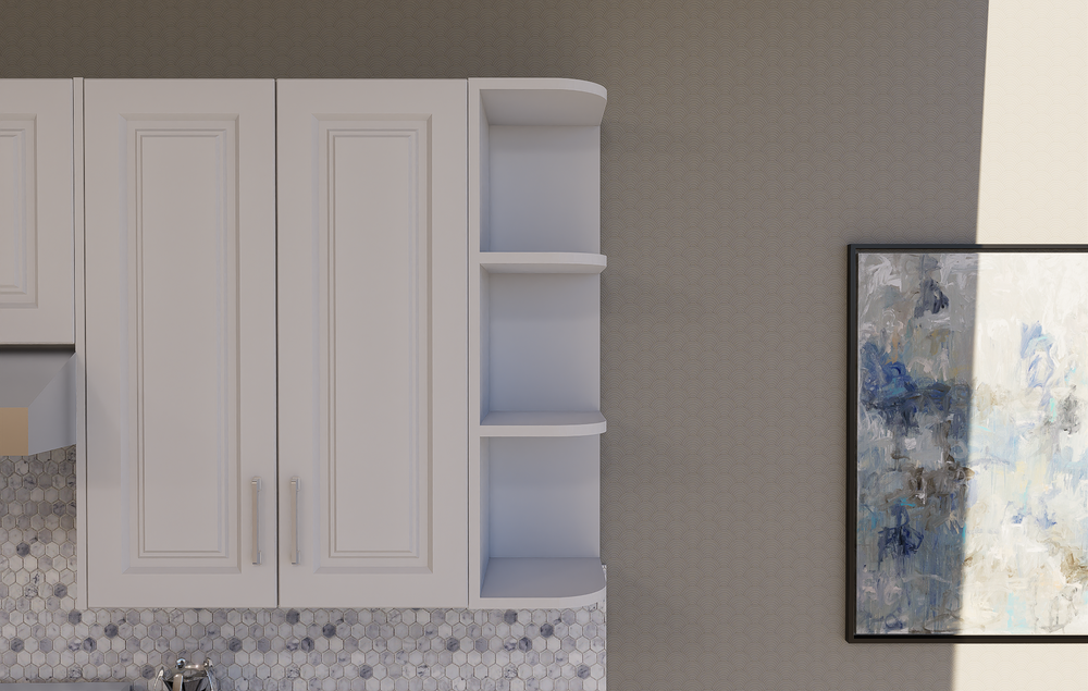Corner Open Shelf Cabinet - 4" Radius