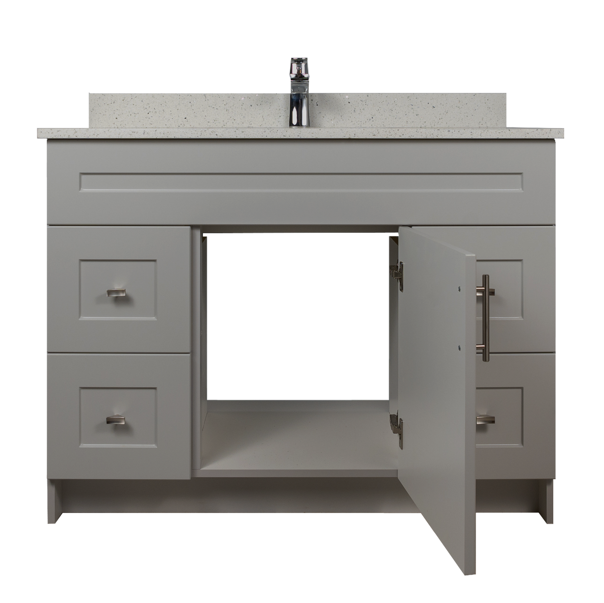 42" MDF - Both Side Draw - Light Grey - Shaker Doors - Softclose Hardware