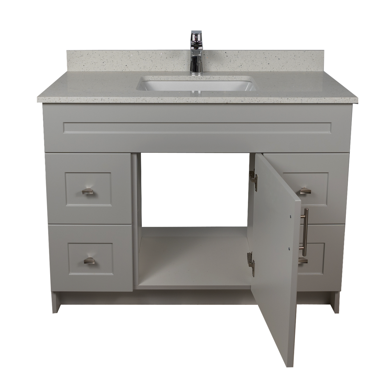 42" MDF - Both Side Draw - Light Grey - Shaker Doors - Softclose Hardware
