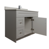 42" MDF - Both Side Draw - Light Grey - Shaker Doors - Softclose Hardware