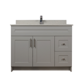 42" MDF - Right Side Draw - Light Grey - Shaker Doors - Softclose Hardware
