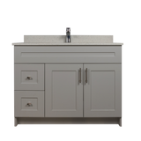 42" MDF - Left Side Draw - Light Grey - Shaker Doors - Softclose Hardware
