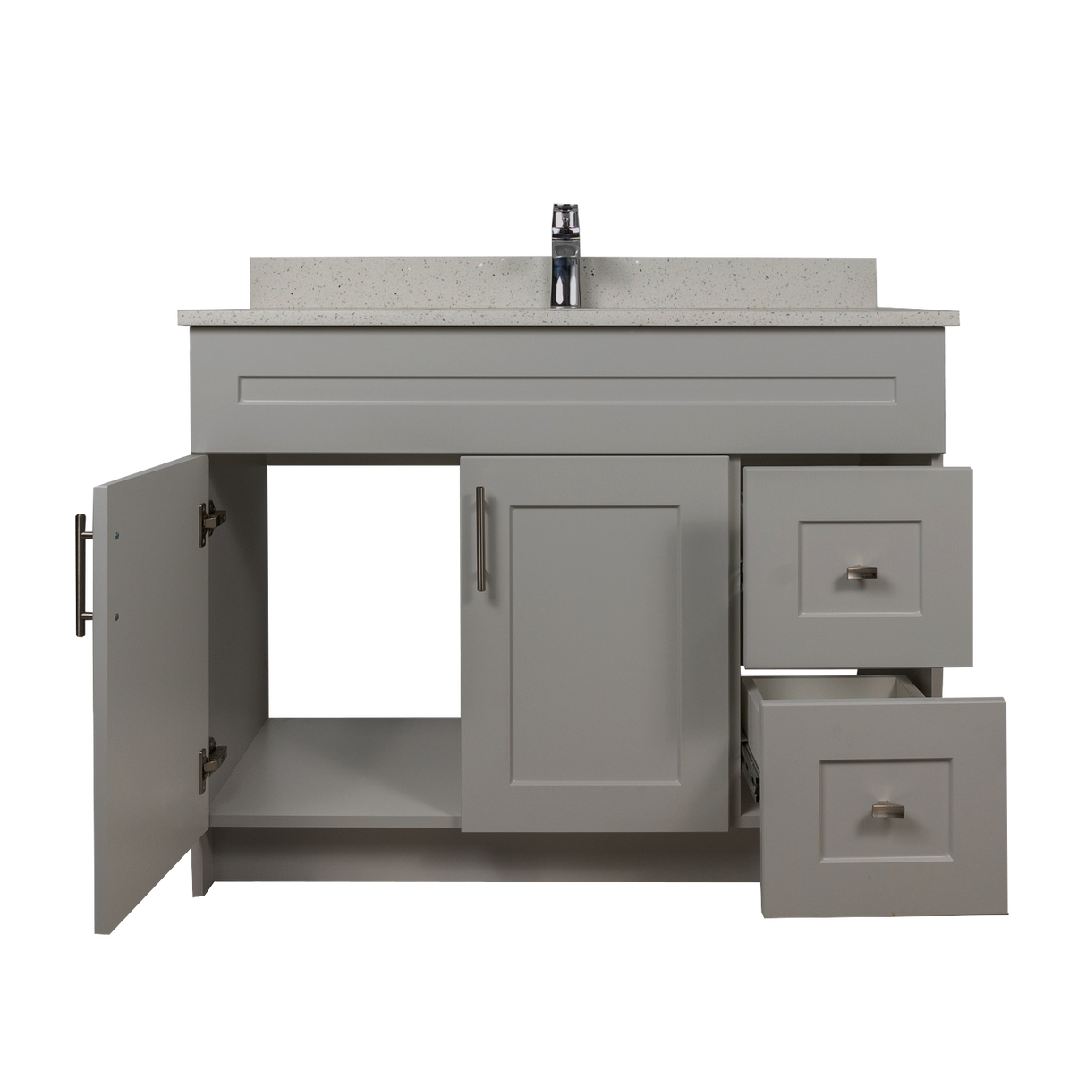42" MDF - Right Side Draw - Light Grey - Shaker Doors - Softclose Hardware