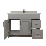 42" MDF - Right Side Draw - Light Grey - Shaker Doors - Softclose Hardware