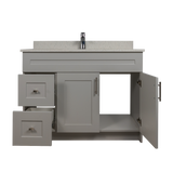 42" MDF - Left Side Draw - Light Grey - Shaker Doors - Softclose Hardware