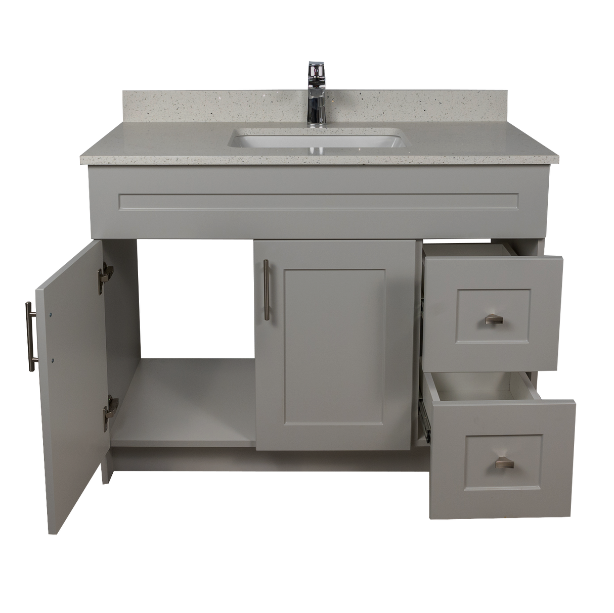 42" MDF - Right Side Draw - Light Grey - Shaker Doors - Softclose Hardware