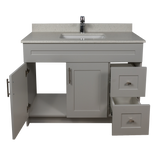 42" MDF - Right Side Draw - Light Grey - Shaker Doors - Softclose Hardware