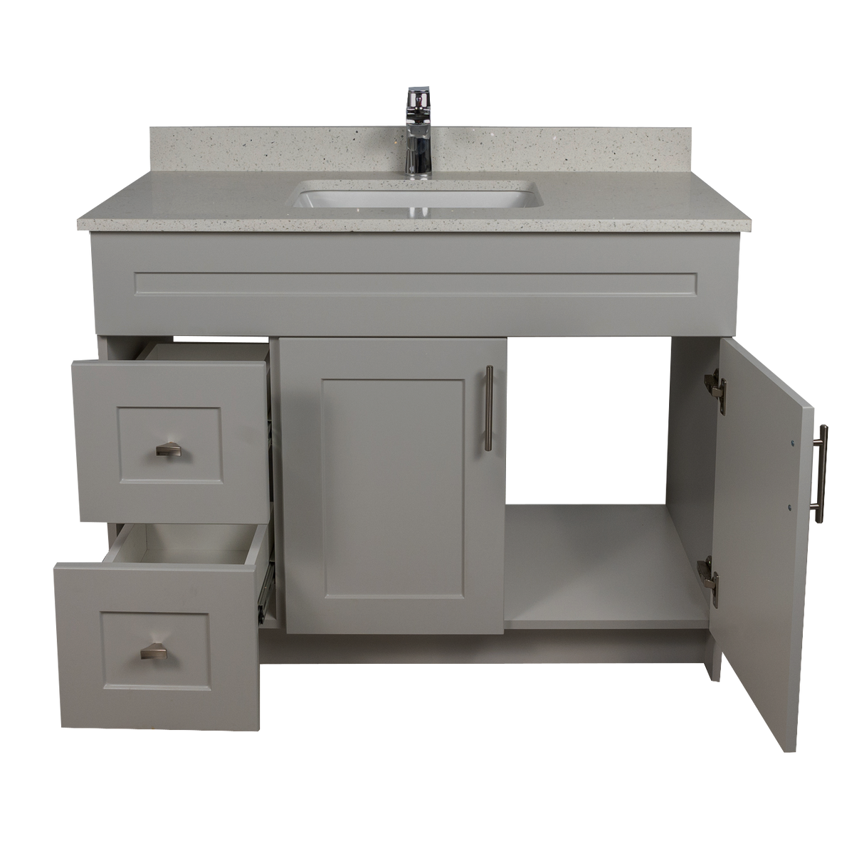 42" MDF - Left Side Draw - Light Grey - Shaker Doors - Softclose Hardware