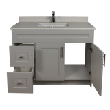 42" MDF - Left Side Draw - Light Grey - Shaker Doors - Softclose Hardware