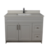 42" MDF - Right Side Draw - Light Grey - Shaker Doors - Softclose Hardware