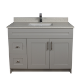 42" MDF - Left Side Draw - Light Grey - Shaker Doors - Softclose Hardware