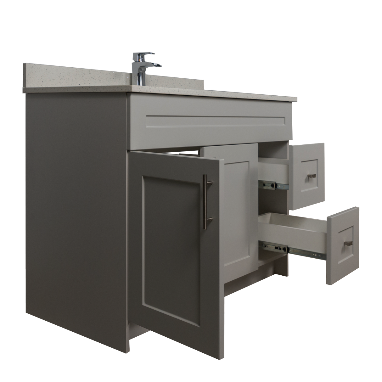 42" MDF - Right Side Draw - Light Grey - Shaker Doors - Softclose Hardware