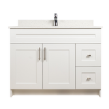 42" MDF - Right Side Draw - White - Shaker Doors - Softclose Hardware